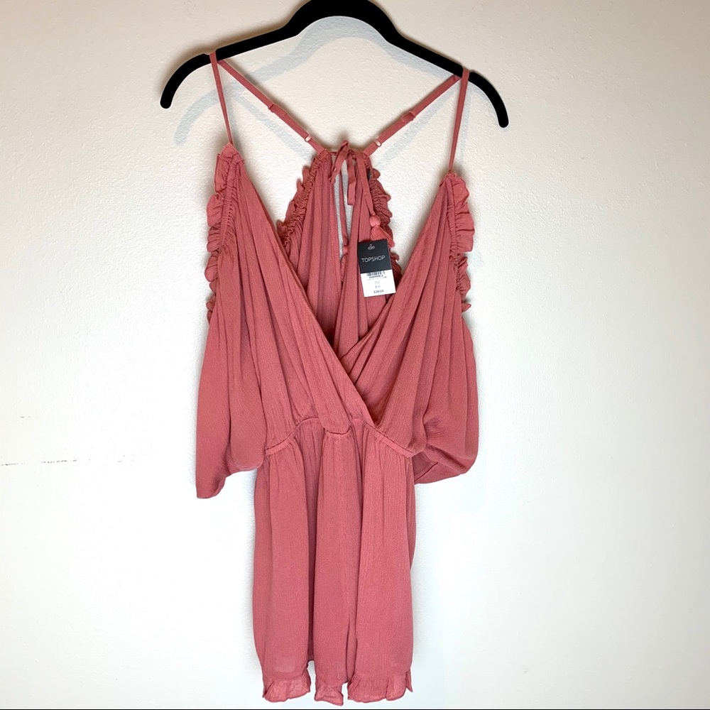 NWT Topshop Blush Pink Cold Shoulder Romper - Picture 3 of 9
